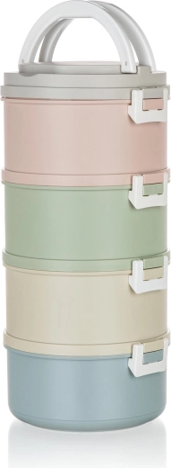 Essenträger mit 4 Etagen 0,7 l AVANZA – Pastellfarben