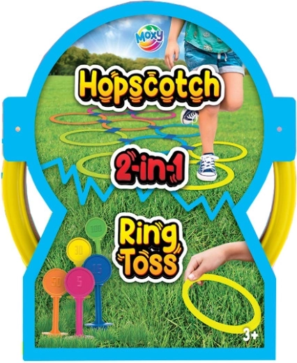 Outdoorspiel 2-in-1: Ringwerfen und Hüpfspiel