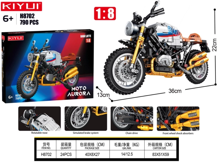 Bausatz Motorrad weiß – 790 Teile