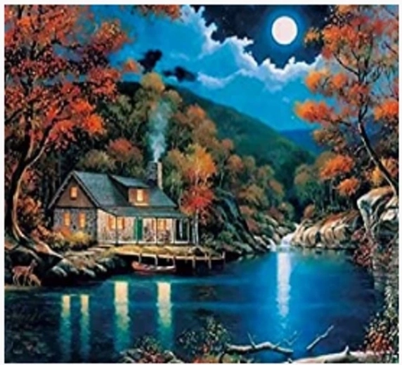 Norimpex Malen nach Zahlen Haus am See bei Nacht 40 × 50 cm