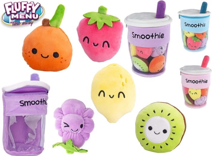 Plüsch-Smoothie-Becher mit Obst 33 cm – Fluffy Menu