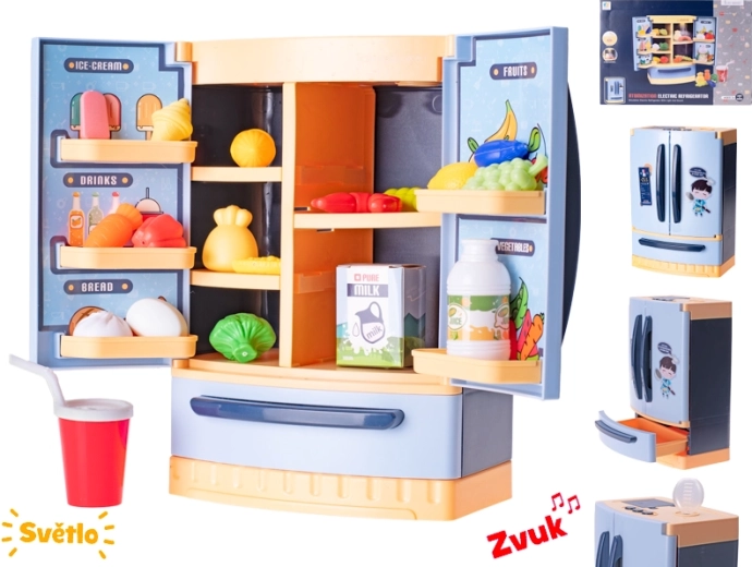 Interaktiver Kinder-Kühlschrank mit Zubehör – blau
