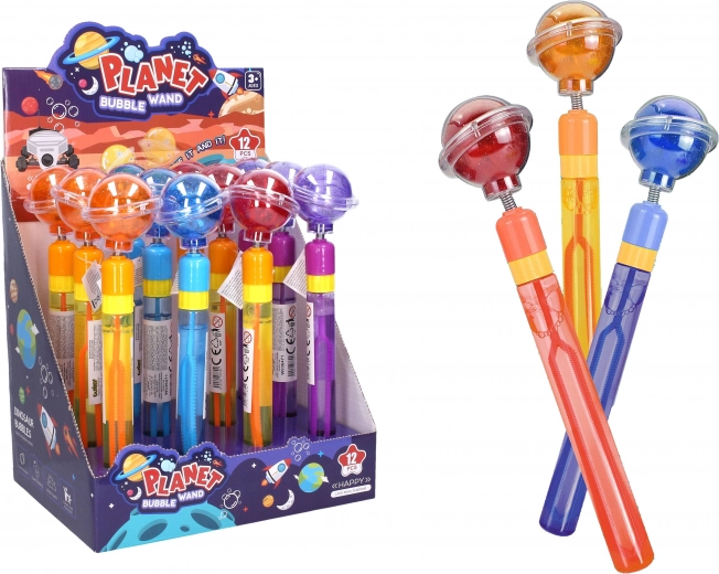 Leuchtender Seifenblasenstab Planet, 70 ml, 28 cm