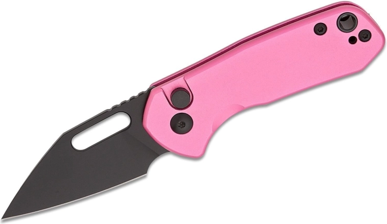 Taschenmesser CJRB Mini Pyrite, 5,5 cm, schwarze PVD-Klinge, rosa Aluminiumgriff