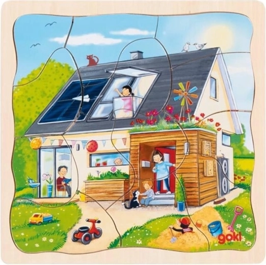 Mehrschichtiges Puzzle Wir bauen ein Haus