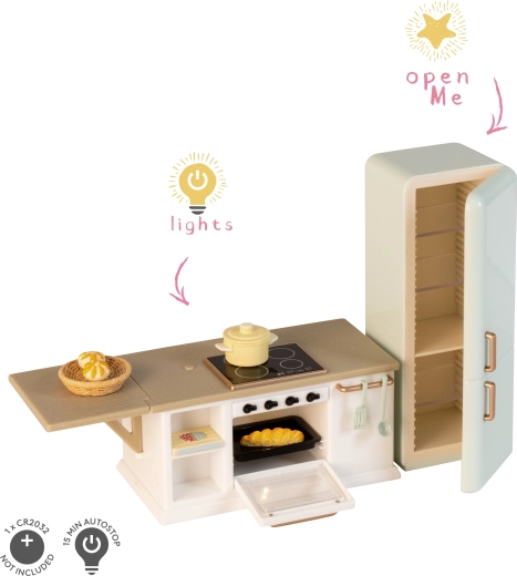Kücheninsel mit Kühlschrank für das Lundby-Puppenhaus
