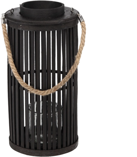 Holzlaterne 40 × 20 cm, schwarz