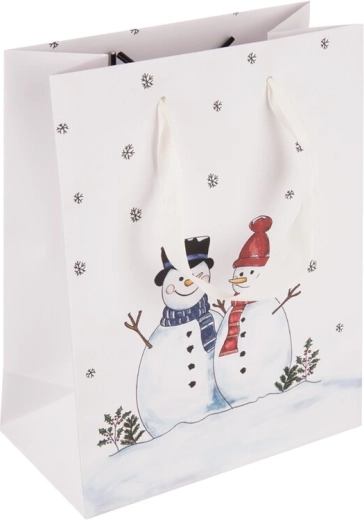 Papier-Geschenktasche mit Schneemann-Motiv 14 × 7 × 18 cm