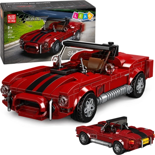 Bausatz S.Cobra – klassischer Sportwagen in Rot mit Vitrine (391 Teile)