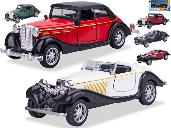 Metallmodell eines historischen Autos 1:36 mit Rückzug, 11,5 cm