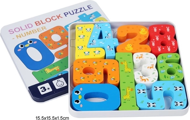 Holzpuzzle mit Zahlen