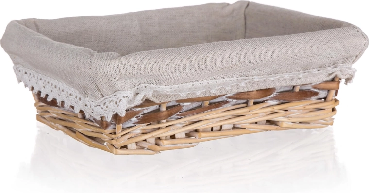 Rechteckiger Weidenkorb Duo 21 × 16 cm mit Spitzenrand