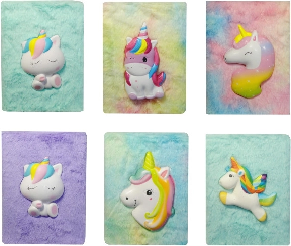 Buntes Plüsch-Tagebuch mit Einhornmotiv