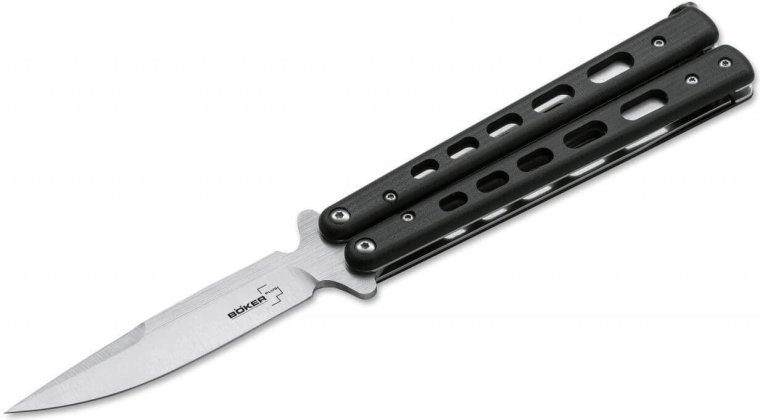 Butterflymesser Böker Plus Balisong G‑10 Large, schwarz, 10,2 cm