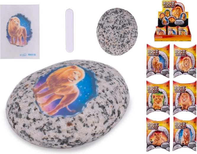 Stein mit Aufkleber – Safari-Löwe, Kreativset für Kinder