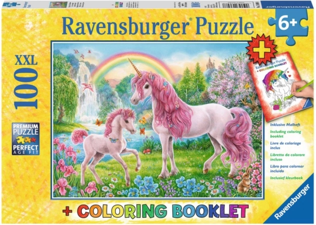 Puzzle Magische Einhörner XXL 100 Teile + Malbuch RAVENSBURGER