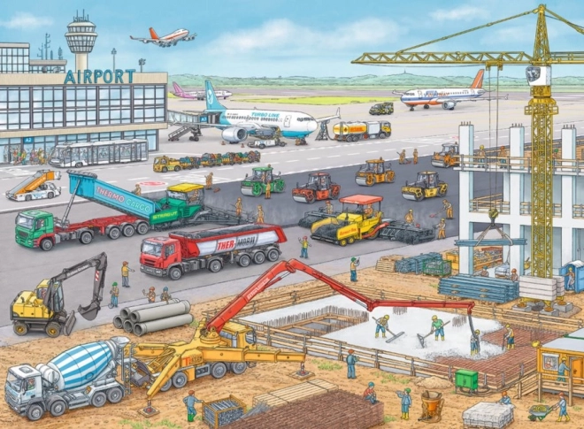 RAVENSBURGER Kinderpuzzle Baustelle am Flughafen, 100 XXL-Teile