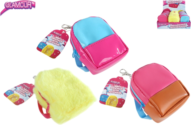 Mini-Rucksack Glamour mit Schlüsselanhänger, 10 cm