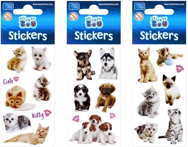 StickerBoo Aufkleber mit Welpen und Kätzchen (3 Varianten) - 1 Stück