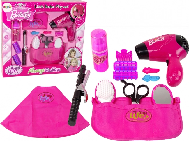 Friseursatz Haartrockner Lockenstab rosa