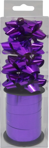 Set aus Geschenk-Schleifen und Band, Violett, 4 Stk + Band 10 m