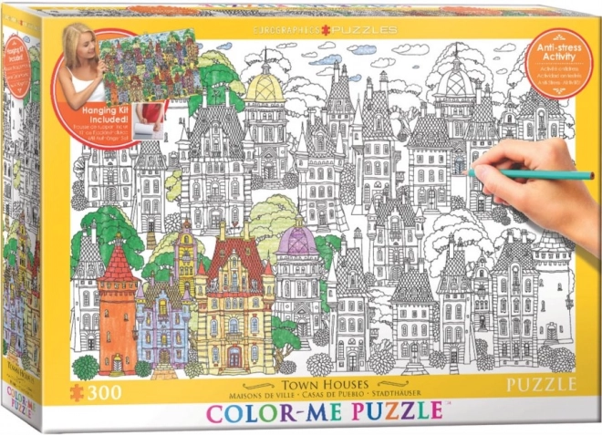 EUROGRAPHICS Puzzle zum Ausmalen Häuser in der Stadt 300 Teile + Aufhängeset