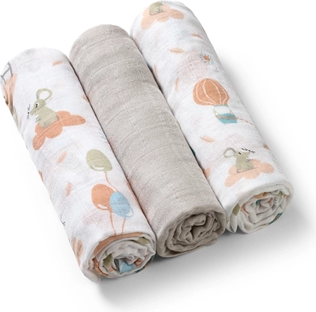 BabyOno Bambus-Mulltücher 70 × 70 cm, 3 Stk – grauer Mix