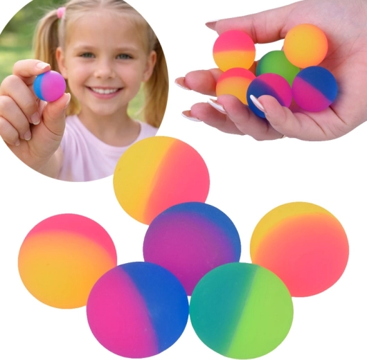 Set mit 5 hüpfenden Gummibällen – Regenbogenfarben