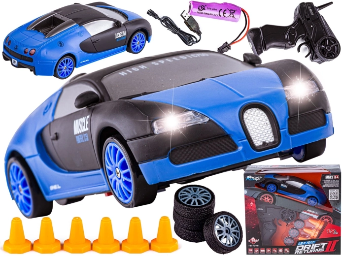 RC-Driftauto Bugatti 1:24 2,4 GHz 4WD schwarz-blau