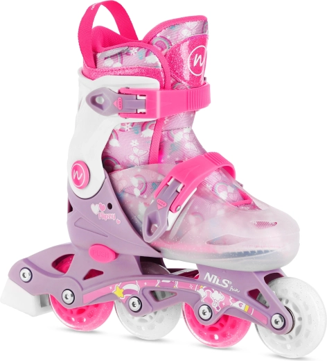 Kinder verstellbare Inline-Skates NILS Fun Flipzy rosa – XS (27–30)
