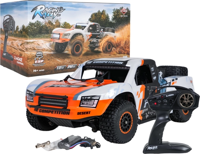 Geländegängiges RC-Auto RACE 12 im Maßstab 1:12, weiß-orange