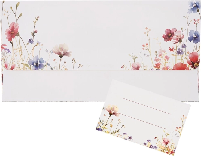 Umschlag mit Blumenmotiv und Einlegekarte