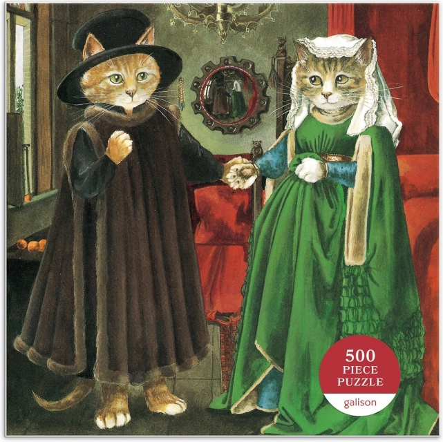 Quadratisches Puzzle Meowsterpiece: Die Arnolfini-Hochzeit, 500 Teile