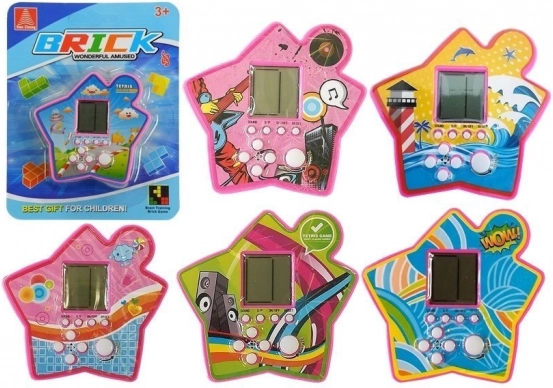 Taschen‑Elektronikspiel TETRIS in Sternform – lila