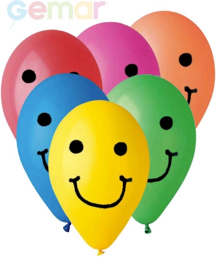Gemar aufblasbarer Pastell-Luftballon mit Smile-Aufdruck 26 cm - 1 Stück