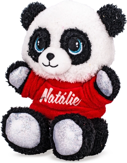 Plüschpanda im T‑Shirt mit Aufdruck 17 cm (sitzend)