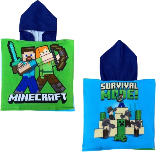 Minecraft Poncho mit Kapuze 50 × 110 cm - 1 Stück