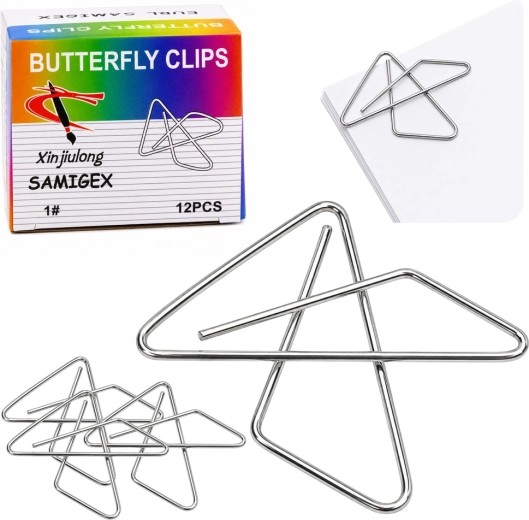 Kreuz-Büroklammern (Butterfly) aus Metall 64 mm, 12 Stk.