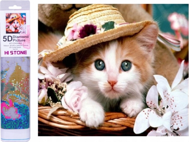 Diamantmosaik – Katze mit Hut