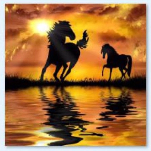 Diamant-Mosaik (Diamond Painting) Pferde – Sonnenuntergang 30 × 30 cm - 1 Stück