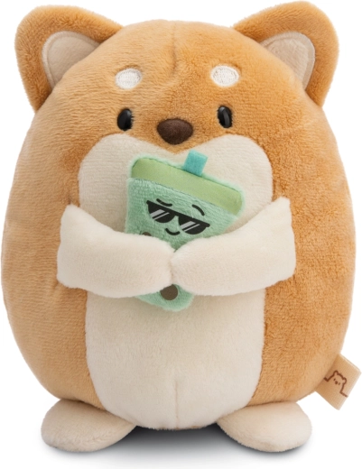 Plüsch Shiba Inu Hiro MyMochi 16 cm mit Bubble Tea in Geschenkverpackung