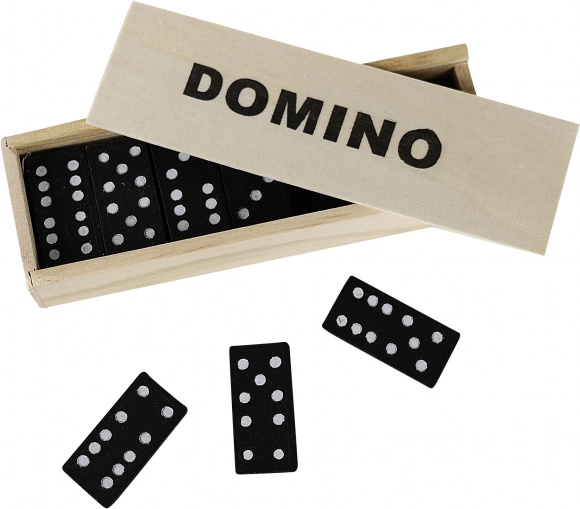 Holzdomino in Box