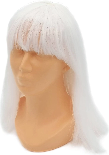 Karnevalsperücke mit langen weißen Haaren – 1 Stück