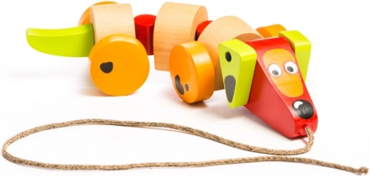 Holzdackel an der Leine