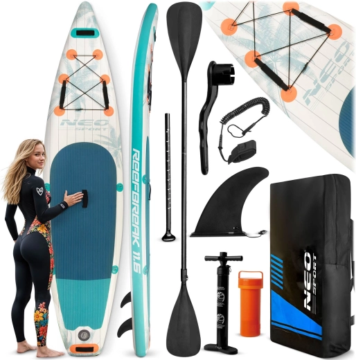 Neo-Sport aufblasbares Paddleboard SUP Reefbreak 11’6 (350 × 81 × 15 cm) – Set mit Zubehör