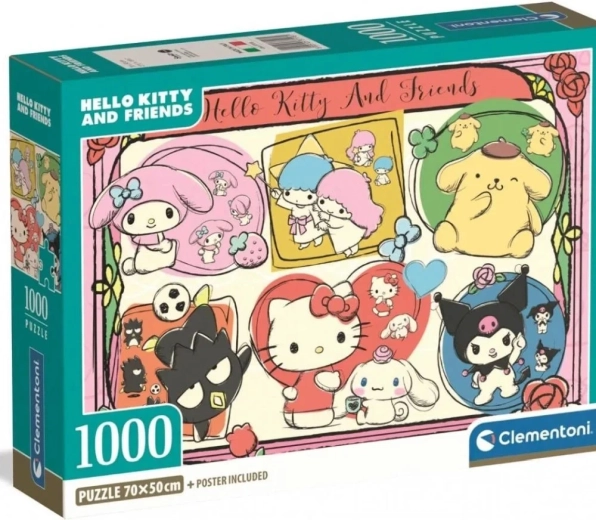 Puzzle CLEMENTONI Hello Kitty und Freunde – niedliche Collage 1000 Teile