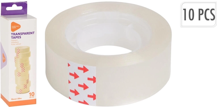 Transparenter Klebefilm 15 mm × 30 m, Packung 10 Stk.