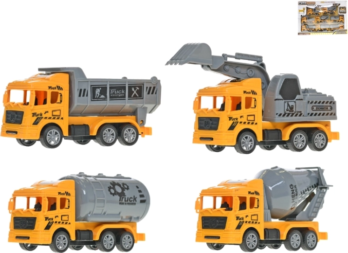 Set aus Baufahrzeugen mit Rückzug 11 cm, 8 Stück