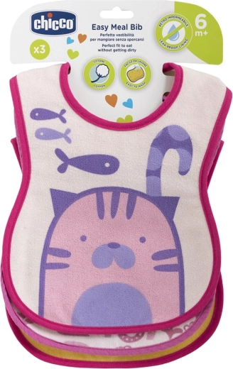 Chicco Baumwoll-Wasserfester Latz pink 2 Stk., 6m+
