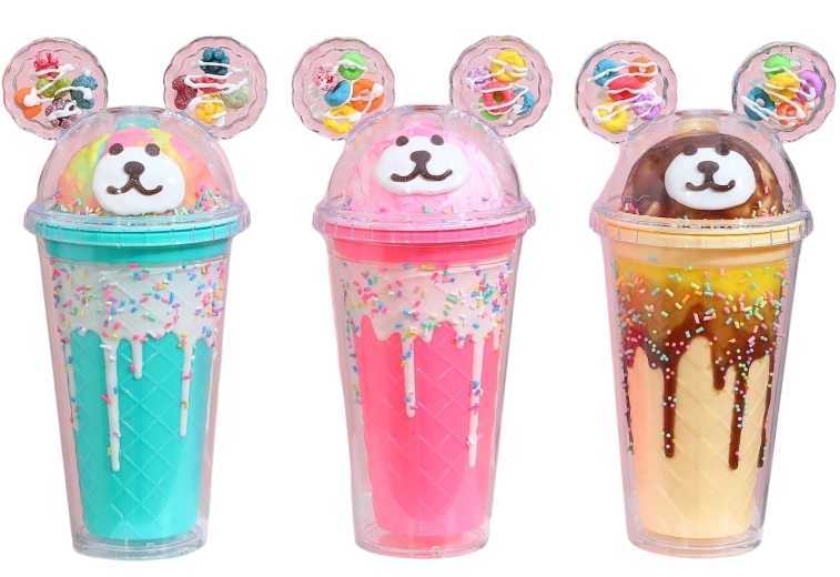 Becher mit Deckel und Strohhalm Bär 480 ml (mehrere Varianten)